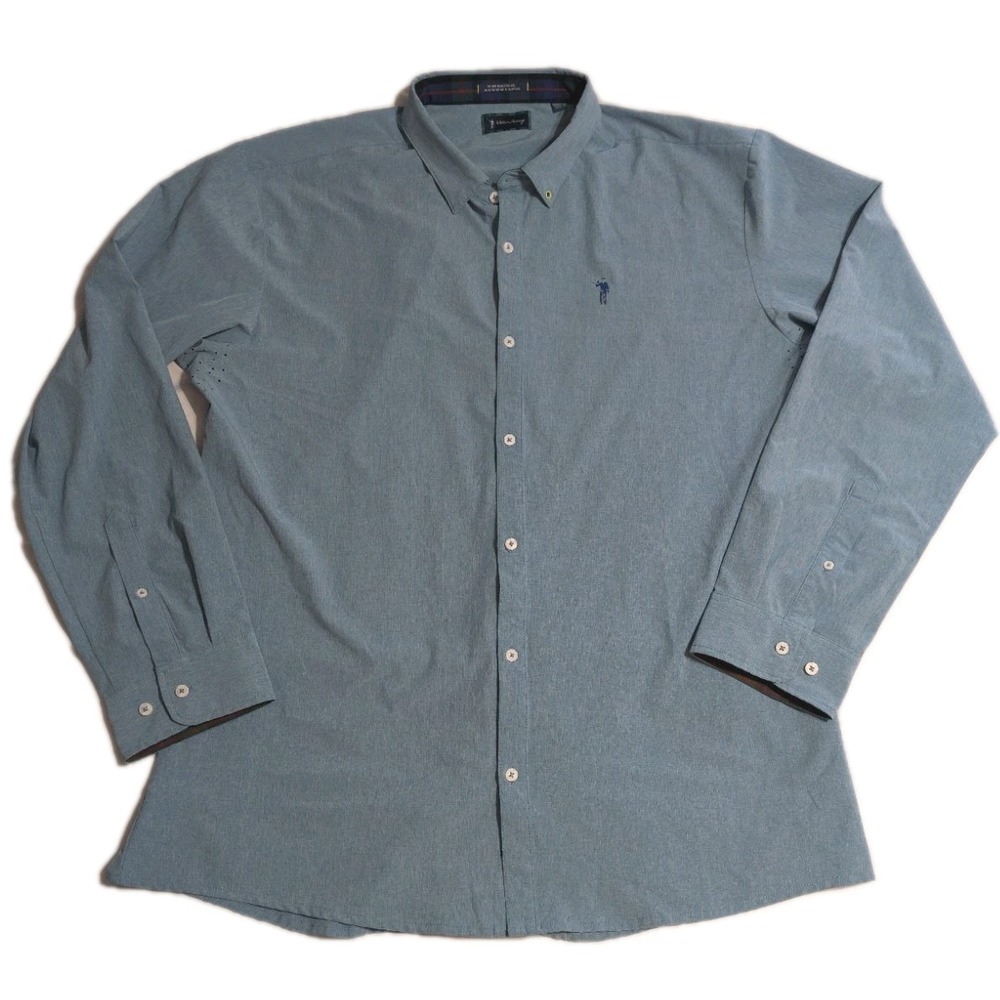 William Murray‎ Golf Button Down Shirt Mens XXL Blue Performance Stretch Golf